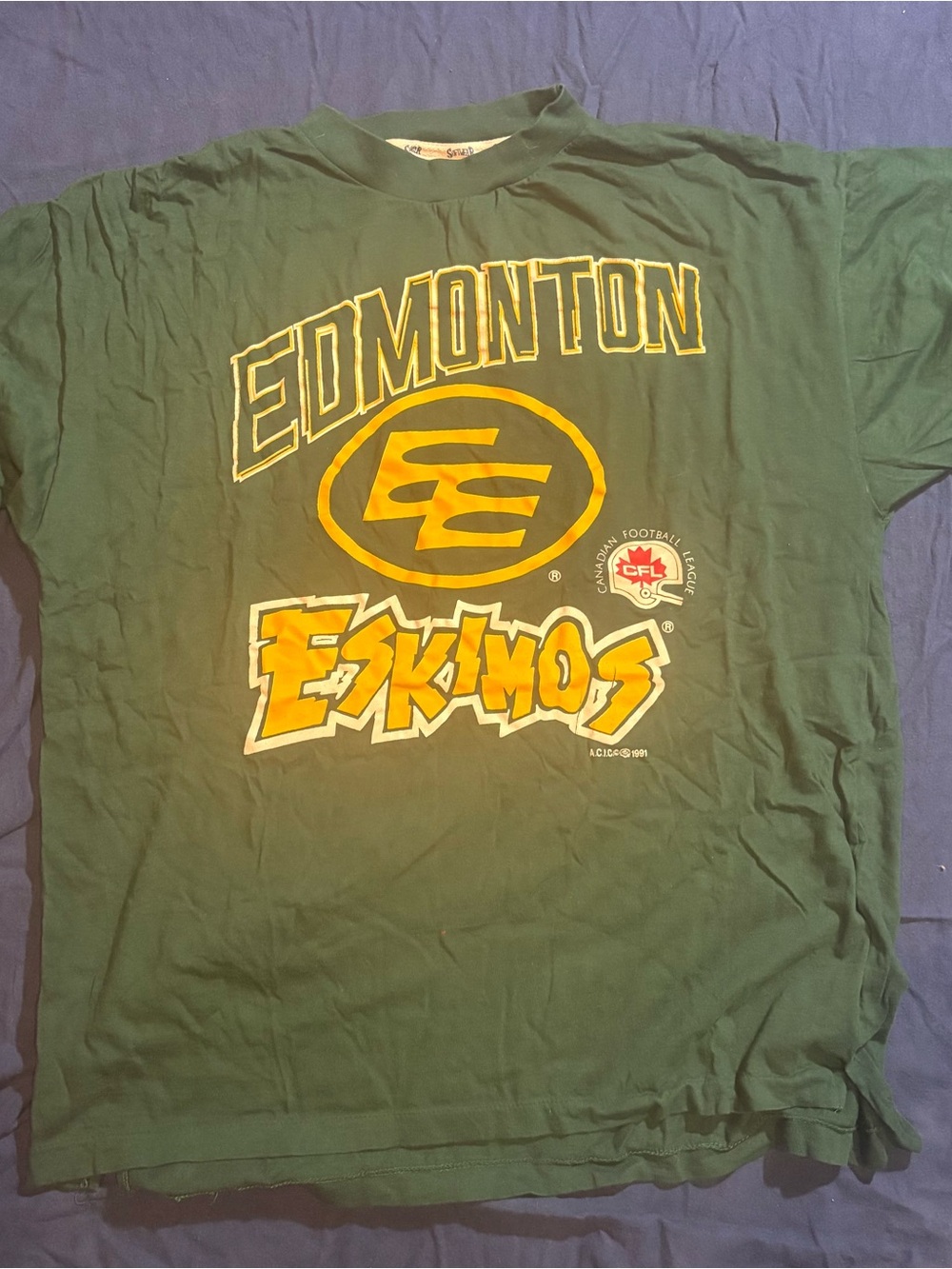 Edmonton Eskimos Green Short-Sleeve Vintage Graphic Tee